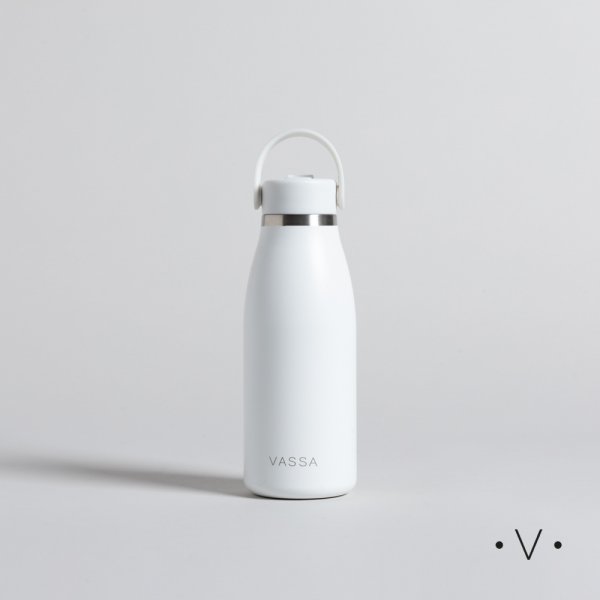 [411844] Botella Termica De Acero Hoope White Con Pico 350 Ml Vassa Home