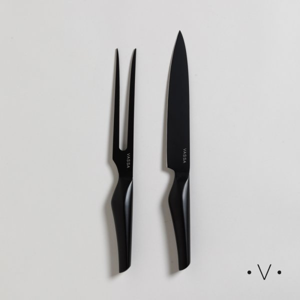 Set De Asado Acero Inoxidable Negro Vassa Home