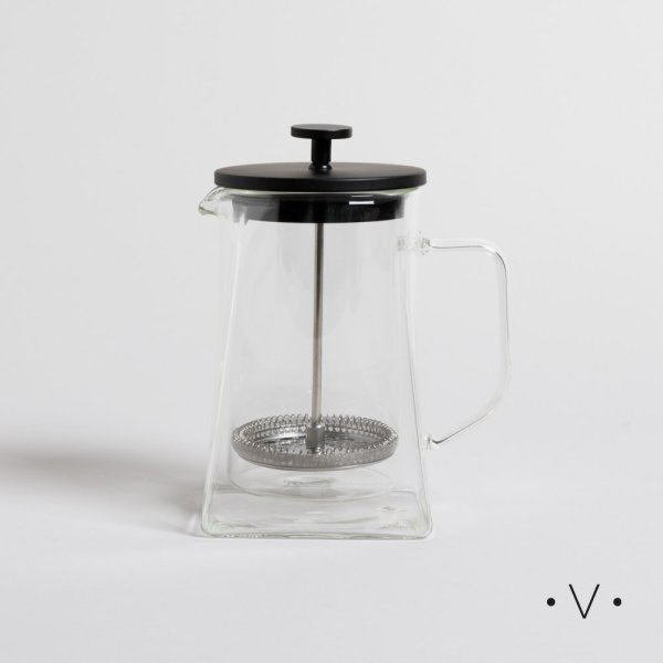[4112902] Cafetera Doble Vidrio Con Embolo Tapa Black 600 Ml Vassa Home