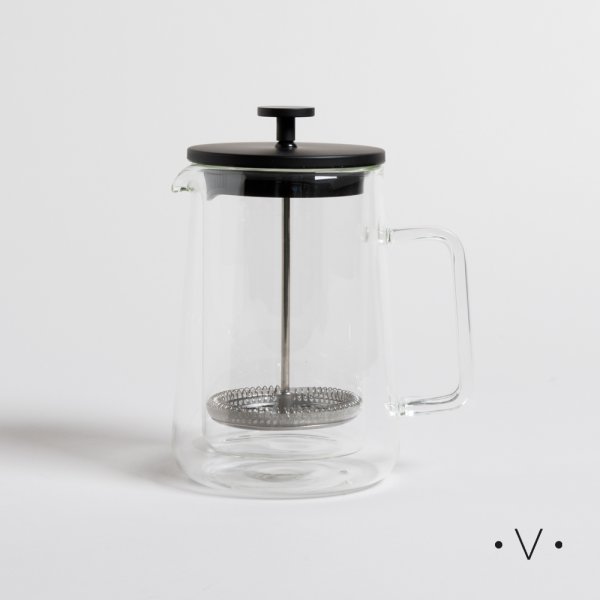 [4112903] Cafetera Doble Vidrio Con Embolo Tapa Black 600 Ml Vassa Home