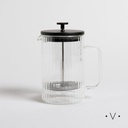 Cafetera Doble Vidrio Rayas Con Embolo Tapa Black 800 Ml Vassa Home