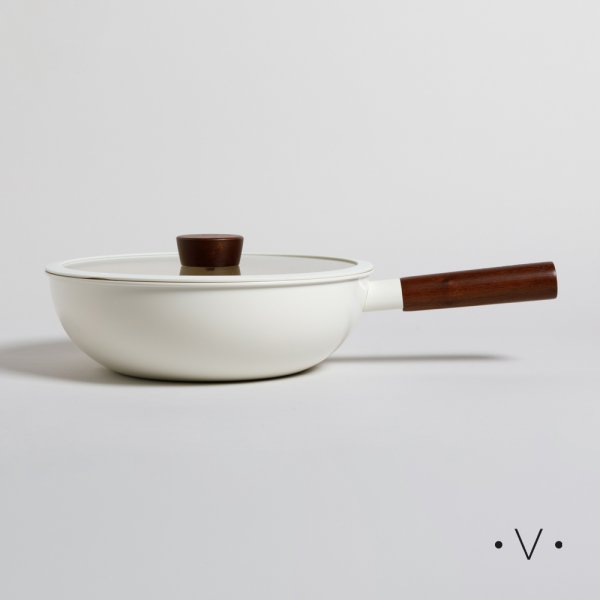 Wok Lund Antiadherente Tapa De Vidrio Y Mango De Madera 28 Cm Vassa Home