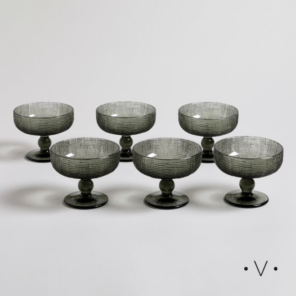 [4112993] Set X 6 Copas De Postre Selma Grey 290 Ml Vassa Home