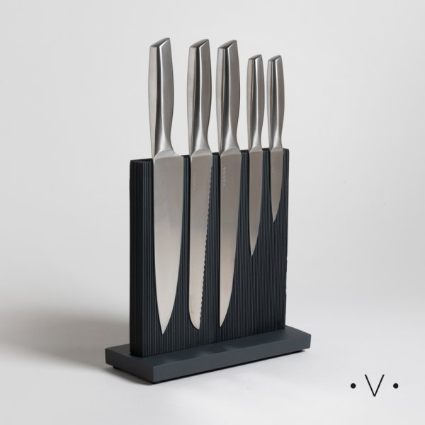 [4112999] Taco Imantado Grey X 5 Cuchillos Acero Inoxidable Vassa Home