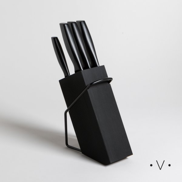 [4113001] Taco Imantado De Bamboo X 5 Cuchillos Acero Black Vassa Home