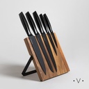 Taco Imantado De Acacia X 5 Cuchillos Acero Black Vassa Home