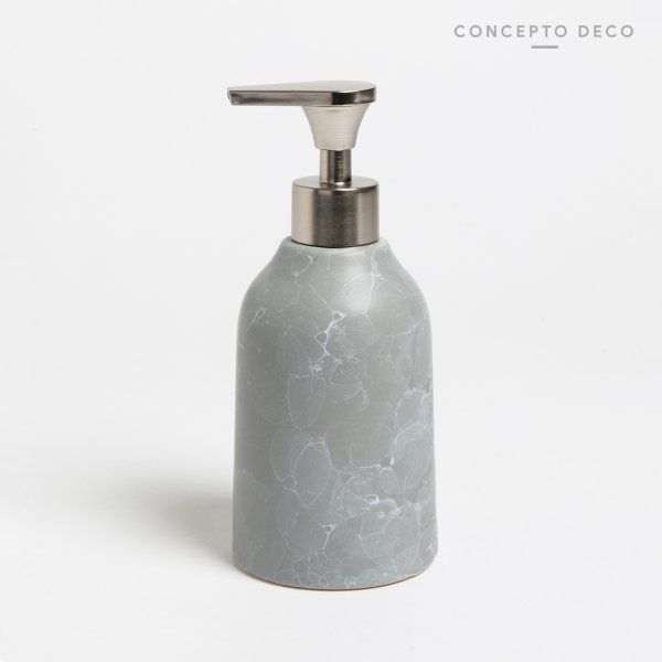 DISPENSER CERAMICA SIMIL MÁRMOL SILUETA 19CM GRIS