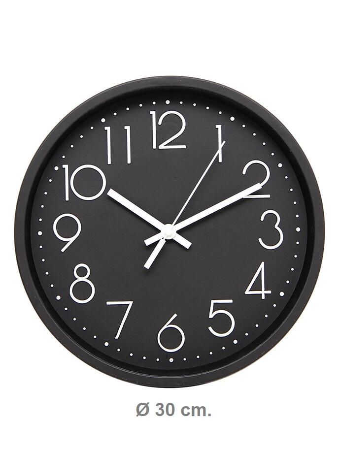 RELOJ PARED NEGRO 30  CM RL3013