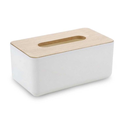 [256071] Porta Pañuelos Con Tapa De Bamboo 25X12,8X9,2Cm