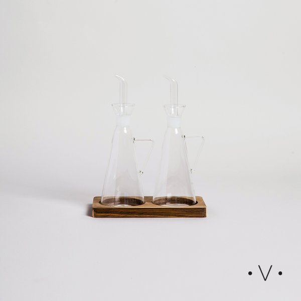 SET DE ACEITERA Y VINAGRERA CONICAS CON ASA 200 ML VASSA HOME