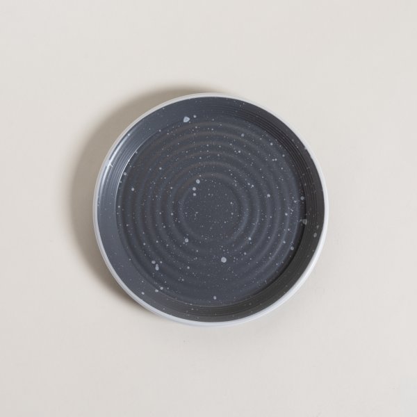 PLATO DE POSTRE SET X 6 GRANITO NEGRO CON BORDE BLANCO 21 CM