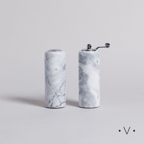 Salero Y Pimentero Molinillo De Marmol 15X6 Cm Vassa Home