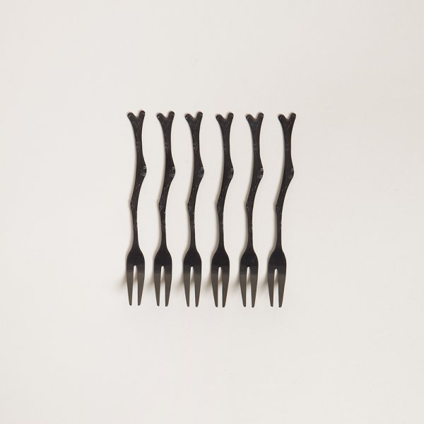 SET X 6 TENEDORES PINCER NEGRO MATE 12,5 CM