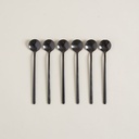 SET X 6 CUCHARAS DE ACERO NEGRO DISEÑO REDONDO 17CM
