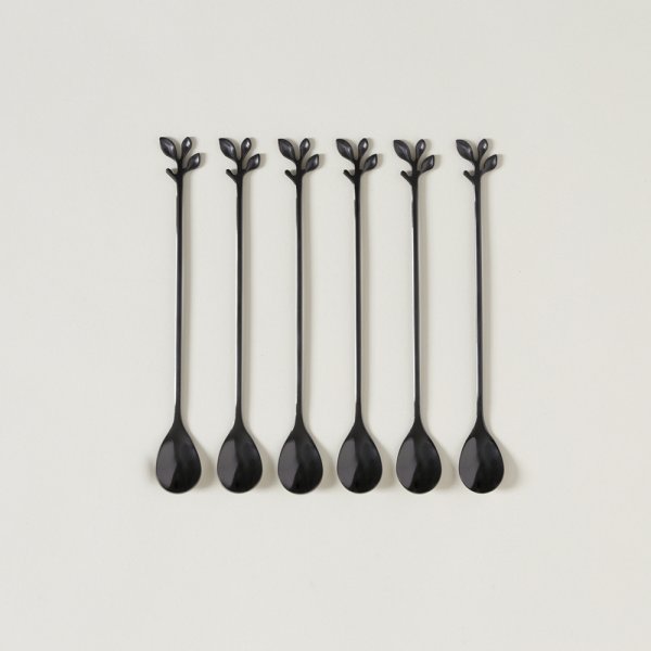 [4113260] Set X 6 Cucharas Milkshake De Acero Negro Stem  19
