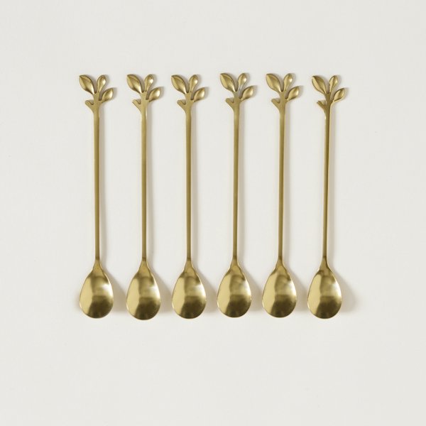 SET X 6 CUCHARAS LARGAS  ACERO DORADO STEM 16,5 CM
