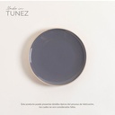 PLATO POSTRE SET X 6 KORBA GRIS OSCURO BRILLANTE CON BEIGE