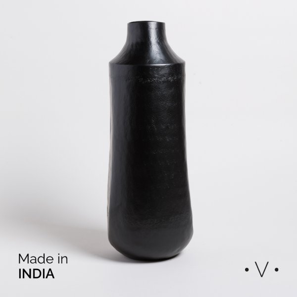 JARRON BHIMA NEGRO 19X41,5 CM VASSA HOME