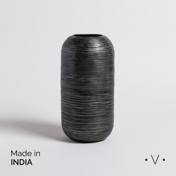 JARRON BHIMA GRAFITO 13,5X26,5 CM VASSA HOME