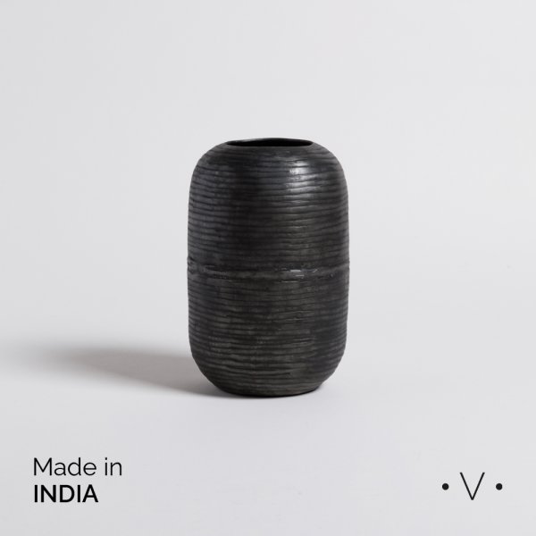 JARRON BHIMA GRAFITO 13,5X20 CM VASSA HOME