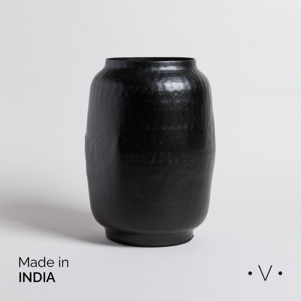 JARRON BHIMA NEGRO 23X33 CM VASSA HOME