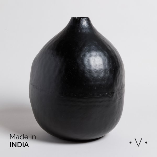 JARRON BHIMA NEGRO 28X33 CM VASSA HOME