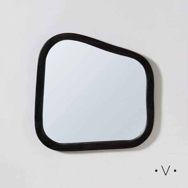[4113403] Espejo Asim…Trico Black Wood 49X49 Cm Vassa Home