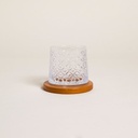 VASO DE WHISKY CON BASE DE MADERA