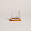 VASO DE WHISKY CON BASE DE MADERA