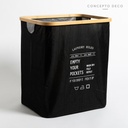 CESTO LAUNDRY RULES CUADRADO NEGRO 47X33CM