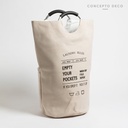 CESTO LAUNDRY RULES CON MANIJA CRUDO 65CM