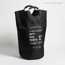 CESTO LAUNDRY RULES CON MANIJA NEGRO 65CM