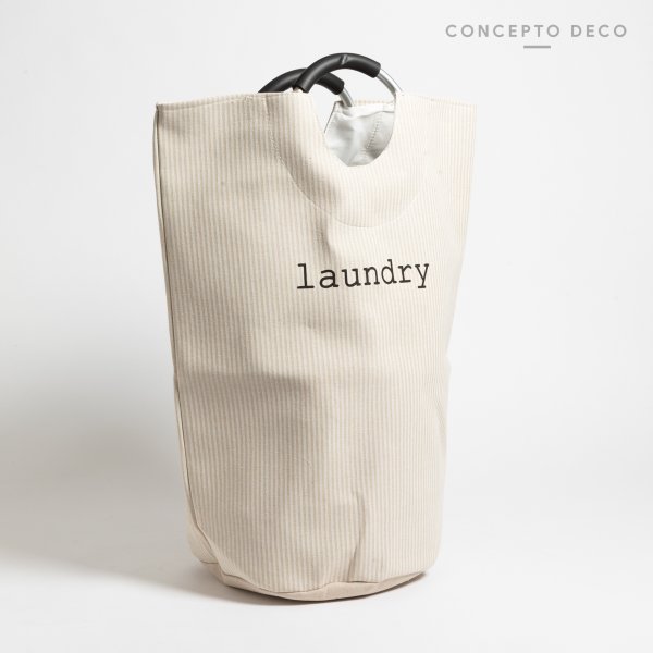 CESTO LAUNDRY RAYAS FINAS CRUDO 56X28CM