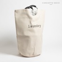 CESTO LAUNDRY RAYAS FINAS CRUDO 56X28CM