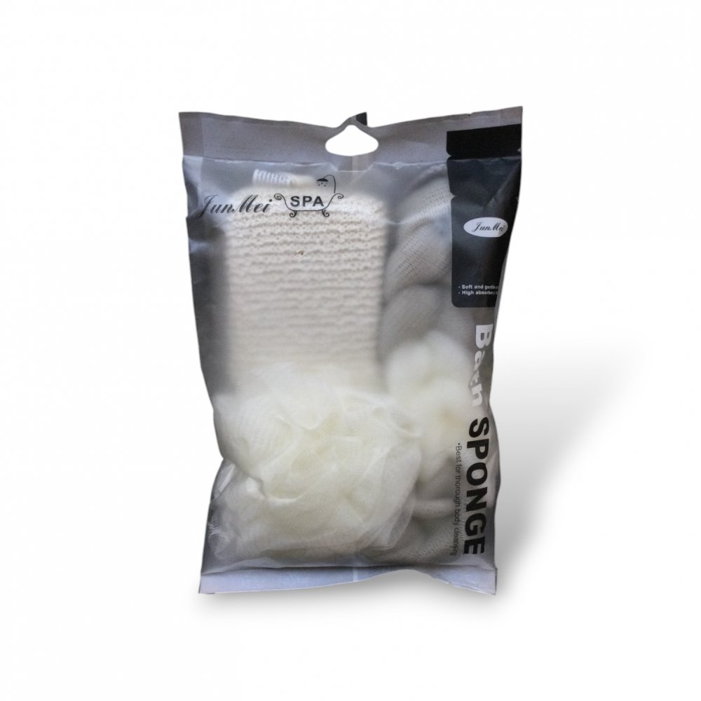 BOLSA CON ESPONJA TRENZADA, ESPONJA BELLOTA Y ESPONJA