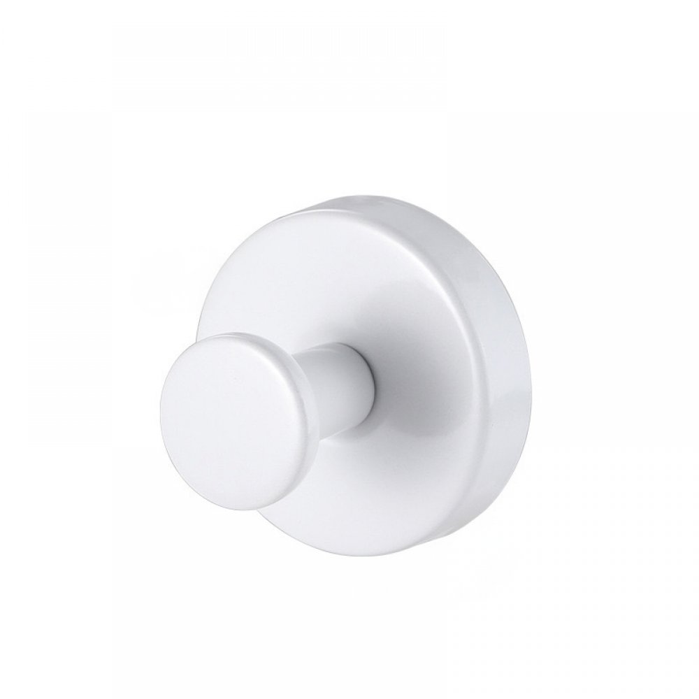 [2561557] Perchero Redondo Blanco Con Adhesivo 8,5X6X7,5Cm De Metal
