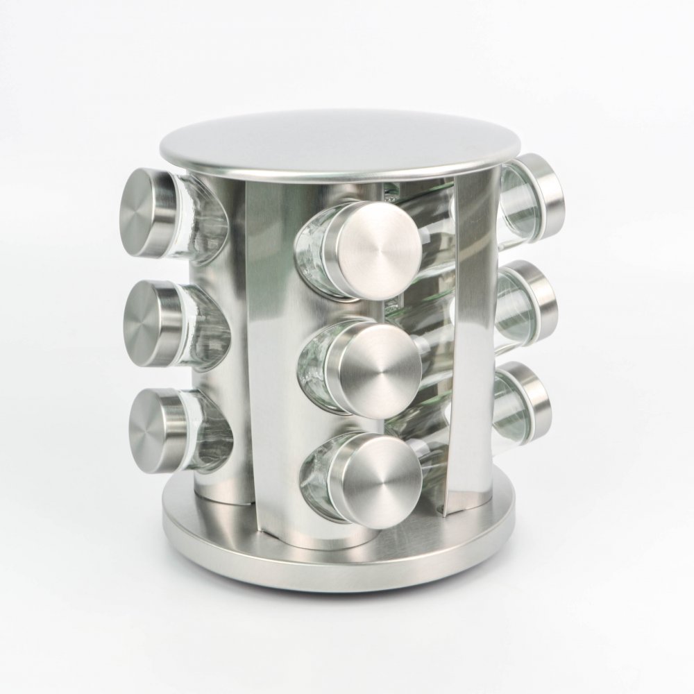 SET X12 ESPECIEROS CON SOPORTE REDONDO PLATEADO 18,5X21,5CM
