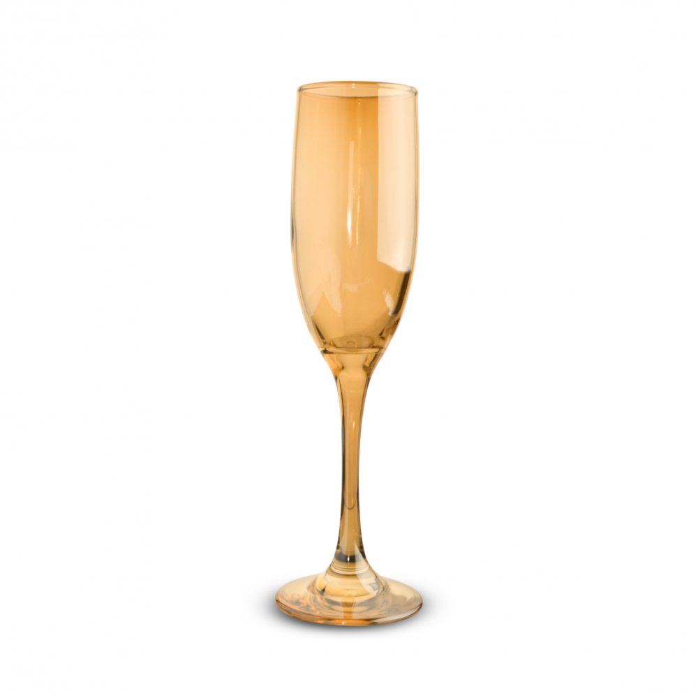 [2561635] Set X6 Copas De Champagne Siena Doradas 5,1X22Cm 250Ml De Vidrio