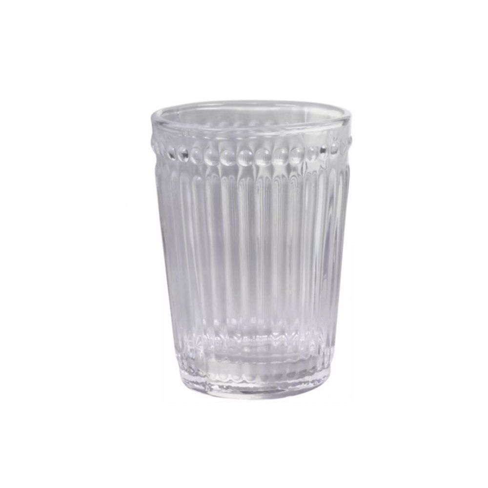 [2561656] Set X6 Vasos Grandes Rayado Con Puntos 350Ml 8,2X12,5Cm Transparente Vidrio