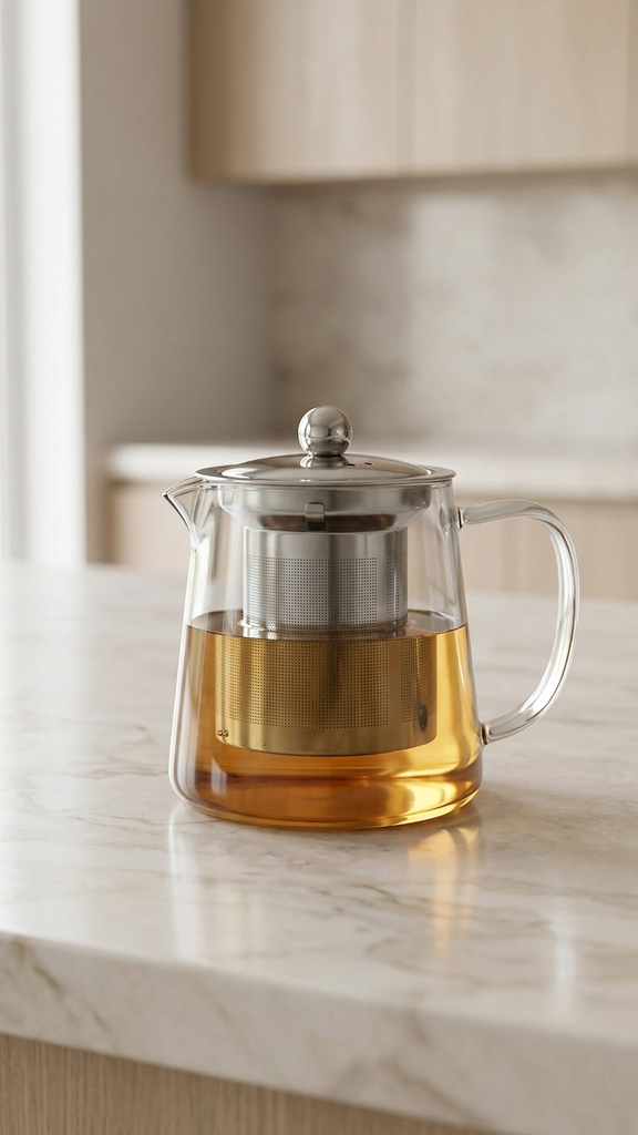 [2561662] Tetera Cónica De Vidrio Con Filtro Y Tapa De Metal 350Ml