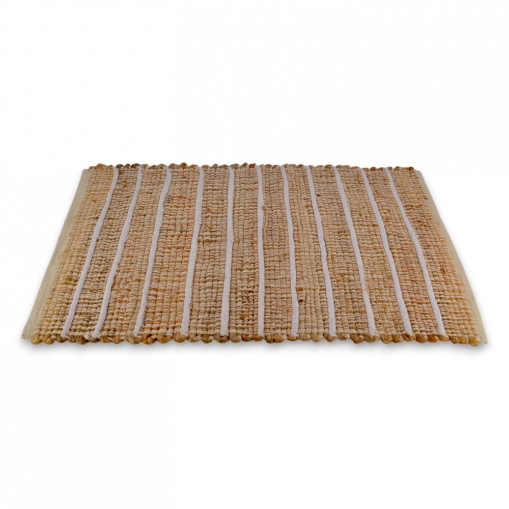 ALFOMBRA 60 X 90 CM YUTE Y ALGODÓN LINEAS BLANCAS