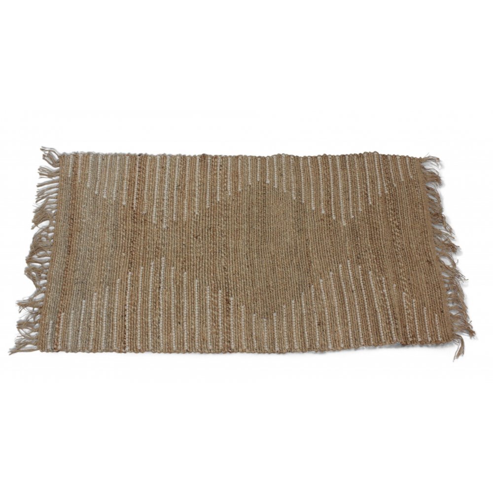 ALFOMBRA 70 X 120 CM YUTE Y RIBETES ALGODÓN NATURAL
