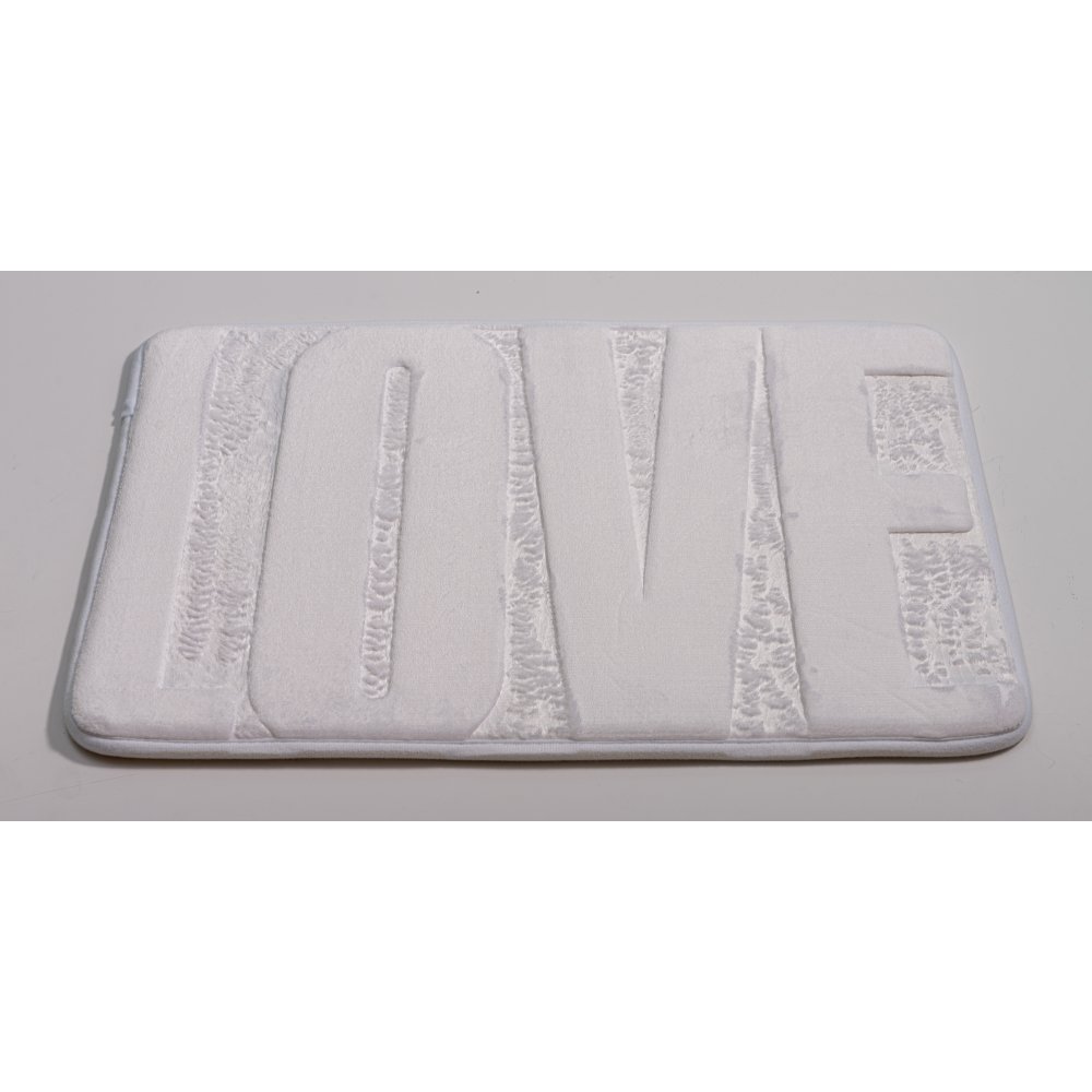 Alfombra De Baño Microfibra 43 X 61 Cm Love Blanco