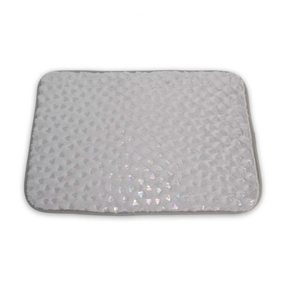 ALFOMBRA MICROFIBRA 40 X 60 CM GRIS CLARO CON CORANZONCITOS