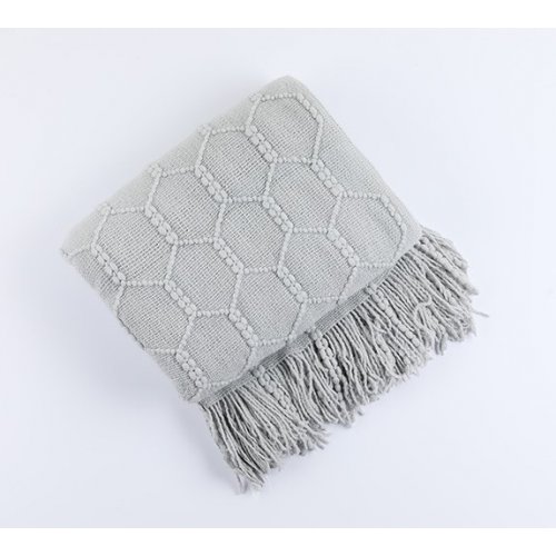 Manta 130 X 170 Cm Lisa Trama Hexágonos Gris