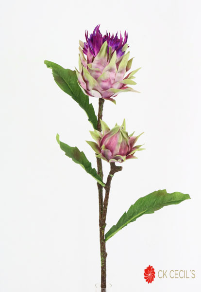 [413327] Artichoke Flowers Spray 63 Cm. Pu/Gr