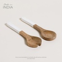 SET DE CUBIERTOS PARA ENSALADA DE MADERA ESMALTADA