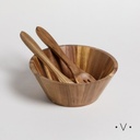 Set De Ensaladera Redonda 25 Cm Con Cubiertos Vassa Home