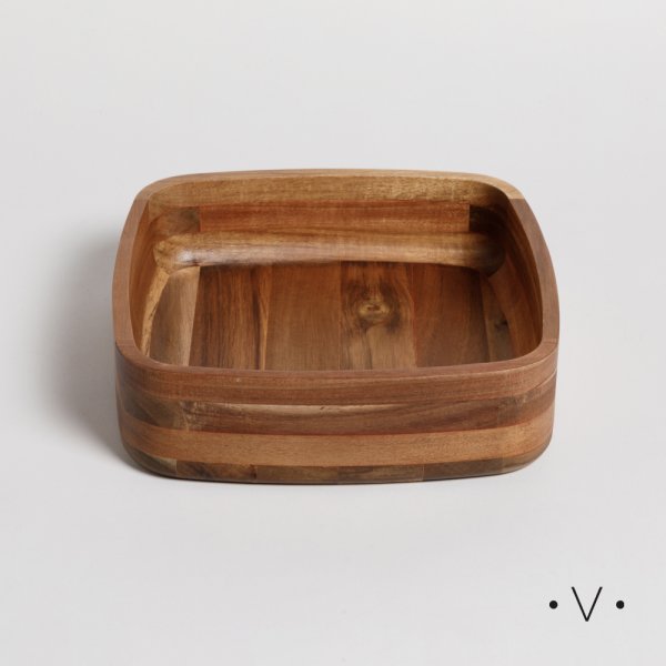 [4113827] Bowl Cuadrado De Madera De Acacia 25 Cm Vassa Home