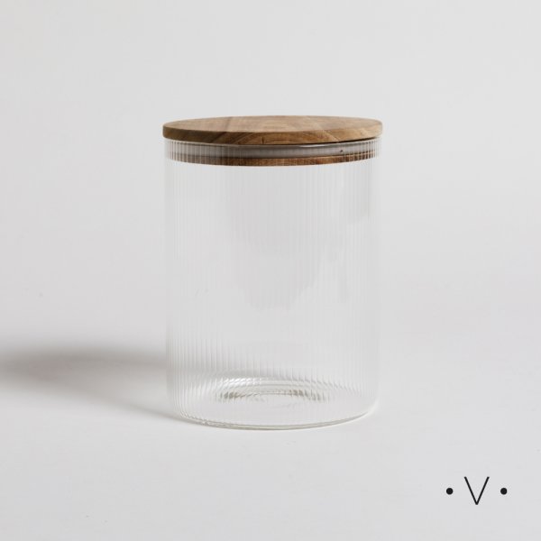 FRASCO REDONDO CON LINEAS VERTICALES 1800 ML VASSA HOME